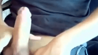 Man jerks penis with big spunk finish