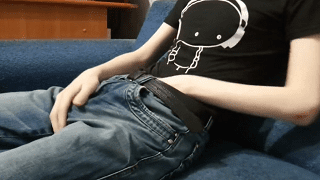 Skinny gay twink jerks and cums on shirt